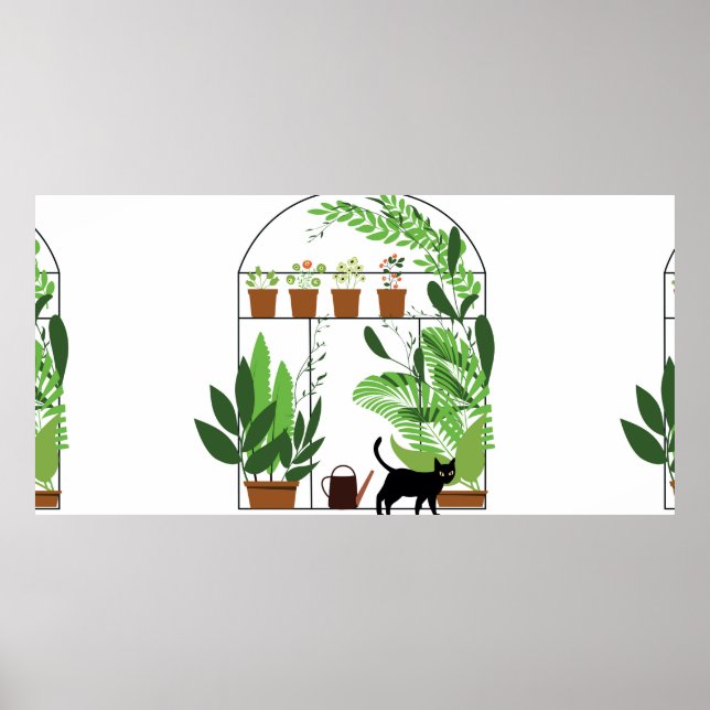 Nature pattern, greenhouse, gardening. Fence, flow Poster (Front)