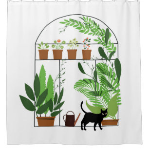 Nature pattern, greenhouse, gardening. Fence, flow Shower Curtain