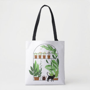 Nature pattern, greenhouse, gardening. Fence, flow Tote Bag