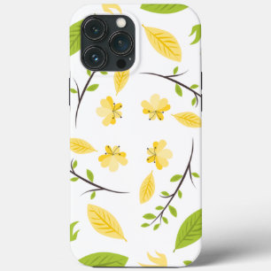Nature Pattern Leaves Drawing Sketch Flowers iPhone 13 Pro Max Case