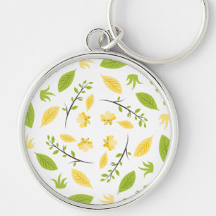 Nature Pattern Leaves Drawing Sketch Flowers   Key Ring
