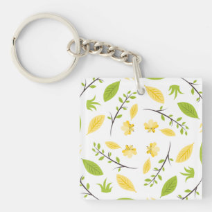 Nature Pattern Leaves Drawing Sketch Flowers   Key Ring