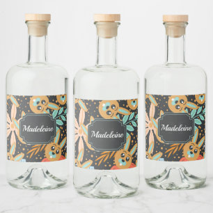 Nature Pattern Liquor Bottle Label