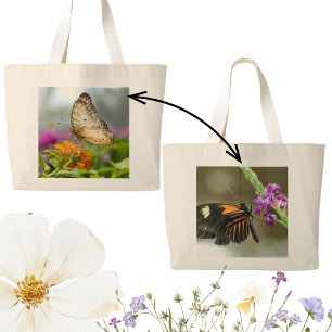 Nature Photography Butterfly on Flower Large Tote Bag