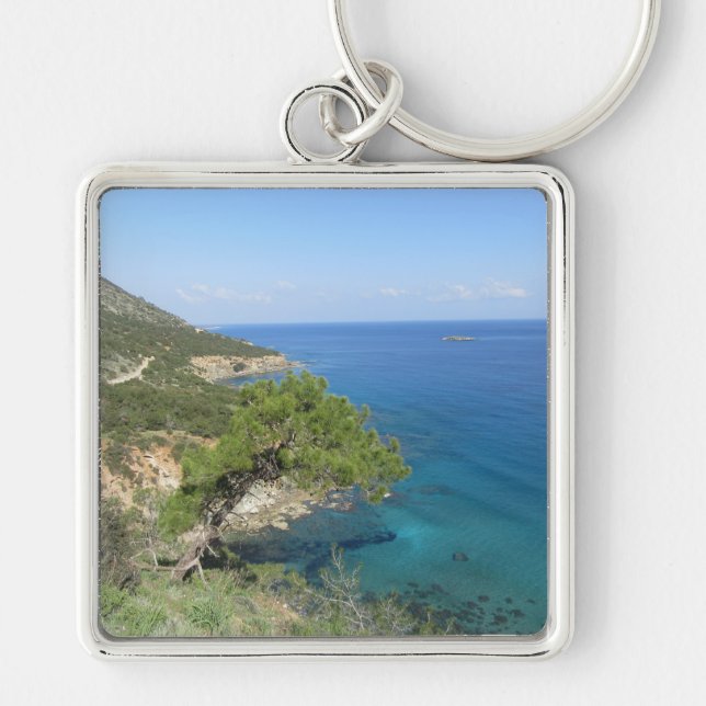 Nature Photography Mediterranean Mountain & Sea Key Ring (Front)