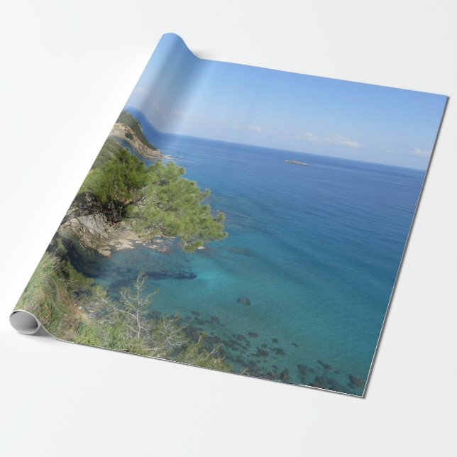 Nature Photography Mediterranean Mountain & Sea Wrapping Paper (Unrolled)