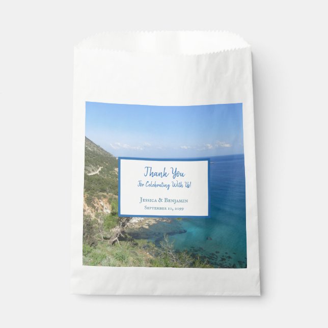 Nature Photography Mediterranean Sea Wedding Favour Bag (Front)