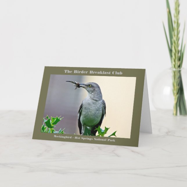 Nature Photography Mockingbird Birder T-Shirt Card (Front)