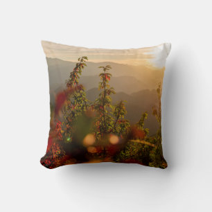 Nature photography of green trees overlooking moun cushion