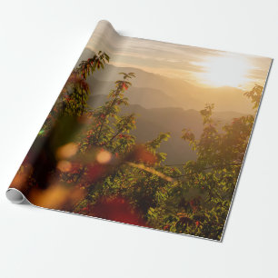 Nature photography of green trees overlooking moun wrapping paper