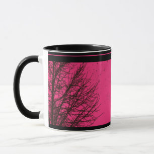 Nature Pink and Black Trees and Stars Mug