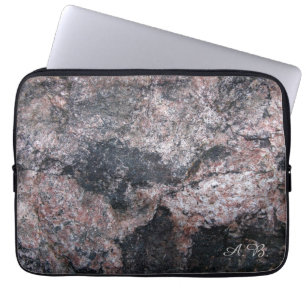 Nature Pinkish Rock Texture with Initials Laptop Sleeve
