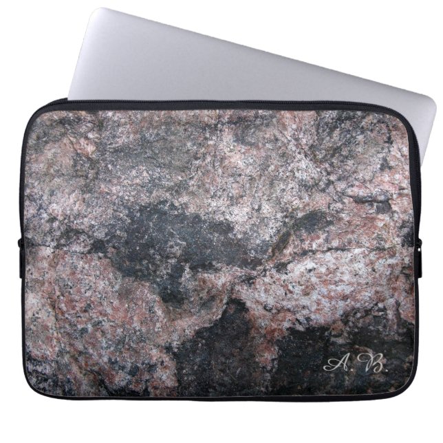 Nature Pinkish Rock Texture with Initials Laptop Sleeve (Front)