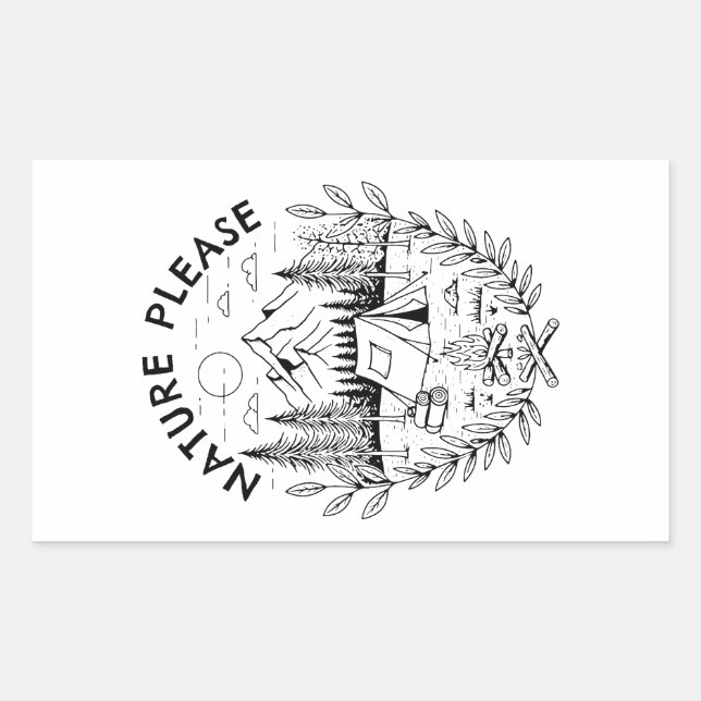 Nature Please Rectangular Sticker (Front)