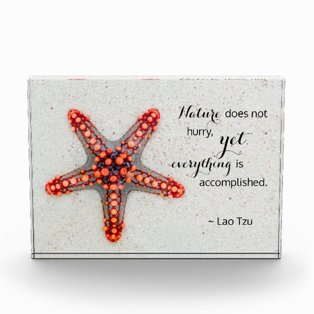Nature Print Starfish with Lao Tzu Quote Photo Block (Front)