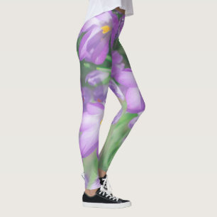 Nature Purple Crocus Flowers Leggings