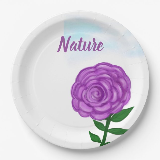 Nature Purple Flower Paper Plate (Front)