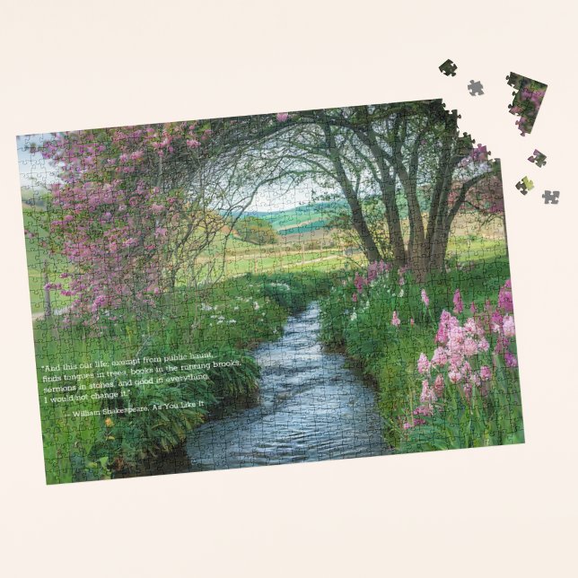 Nature Quote Elegant Flowers and Stream Jigsaw Puzzle (Creator Uploaded)