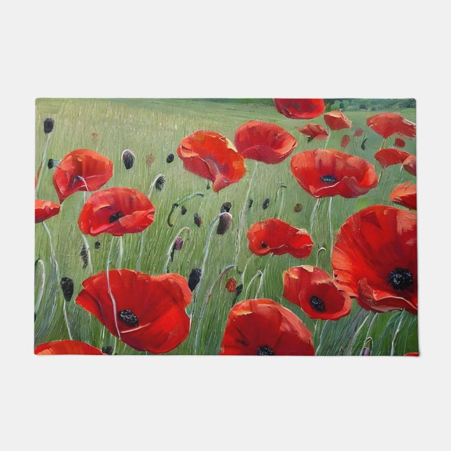 Nature Red Poppies  Doormat (Front)