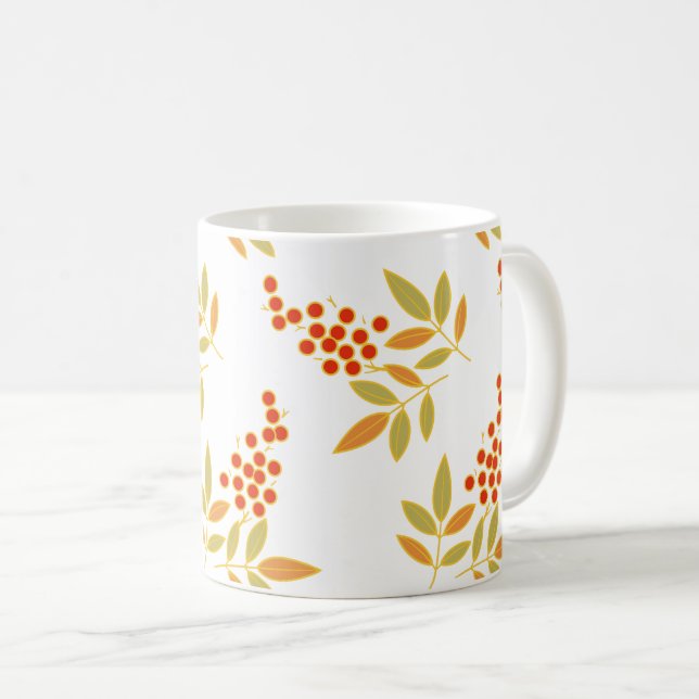 Nature Red White Berries Orange Leaves Flower Coffee Mug (Front Right)
