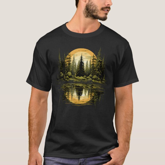 Nature Reflection Forest Trees Outdoor T-Shirt (Front)