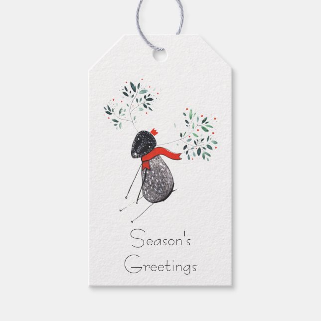 Nature Reindeer Holiday Gift Tag (Front)