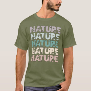 Nature Repeating Text with Animal Silhouettes T-Shirt