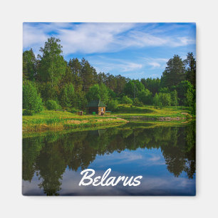 Nature River Canal Forest Landscape Belarus Magnet