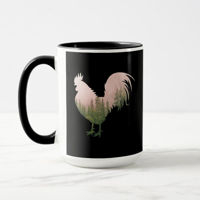 NATURE ROOSTER CHICKEN FOREST STYLE MUG (Left)