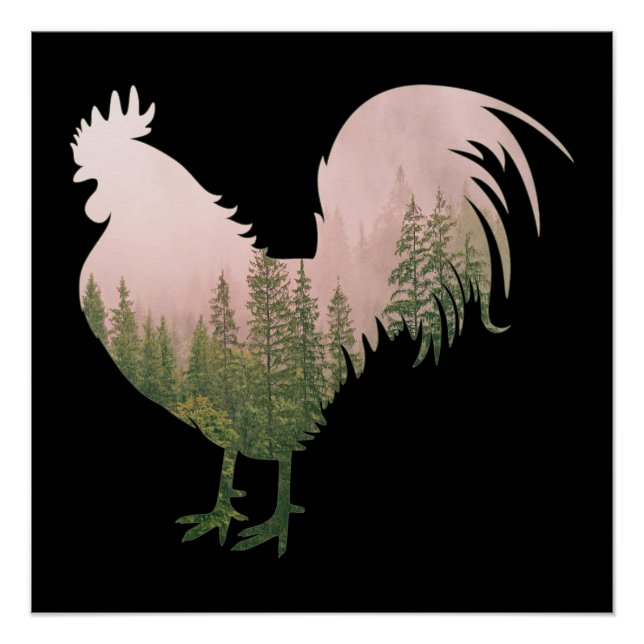 NATURE ROOSTER CHICKEN FOREST STYLE POSTER (Front)