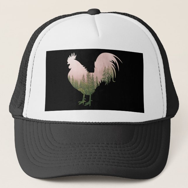 NATURE ROOSTER CHICKEN FOREST STYLE TRUCKER HAT (Front)