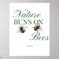 Nature Runs On Bees l Bumblebee Illustration