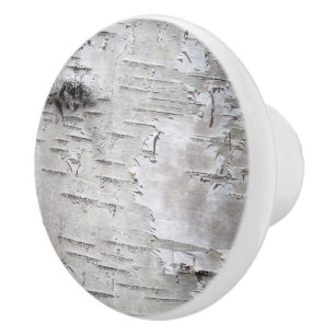 nature rustic country white birch tree bark ceramic knob