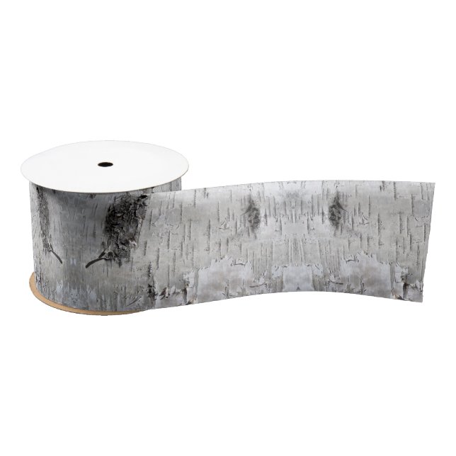 nature rustic country white birch tree bark satin ribbon (Spool)
