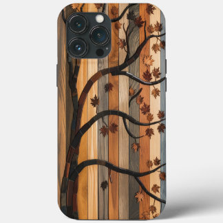 Nature’s Art: Wooden Plank Tree Mosaic Phone Case