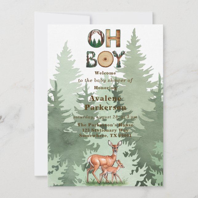 Nature’s Expression: Oh Boy Baby Shower Invitation (Front)