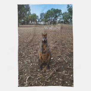 "Nature’s Feast: A Wallaby’s Snack Break" Tea Towel