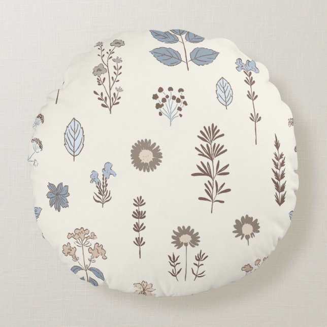 Nature’s Touch Blue Brown Round Cushion (Front)