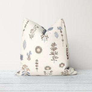 Nature’s Touch Blue Brown Throw Pillow