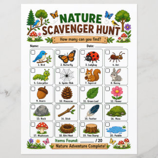 Nature Scavenger Hunt Activity for Kids
