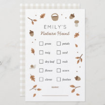 Nature Scavenger Hunt Kids Birthday Checklist