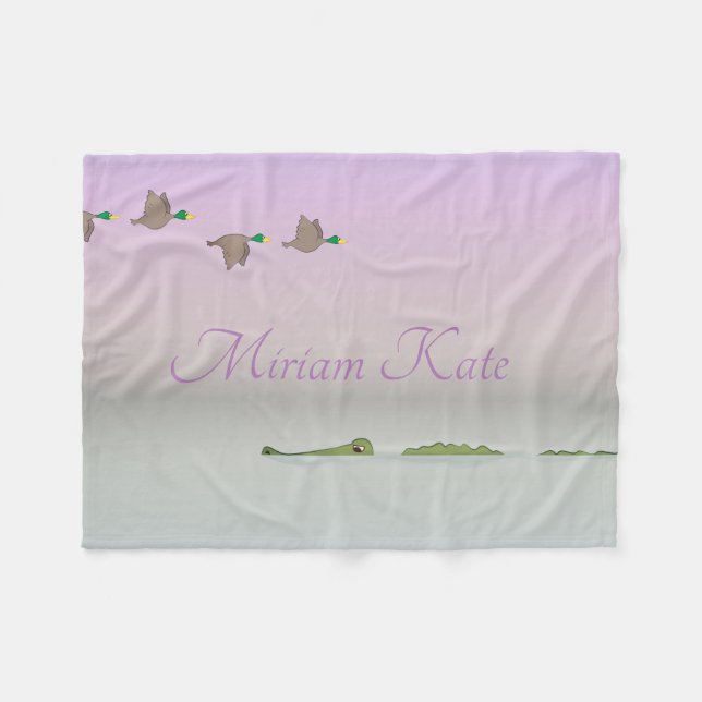 Nature Scene (ducks, gator) Fleece Blanket (Front (Horizontal))