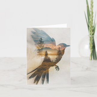 Nature scene inside the Silhouette of a bird Holiday Card