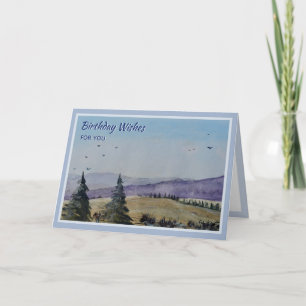 Nature Scene Watercolor Birthday Greetings Card