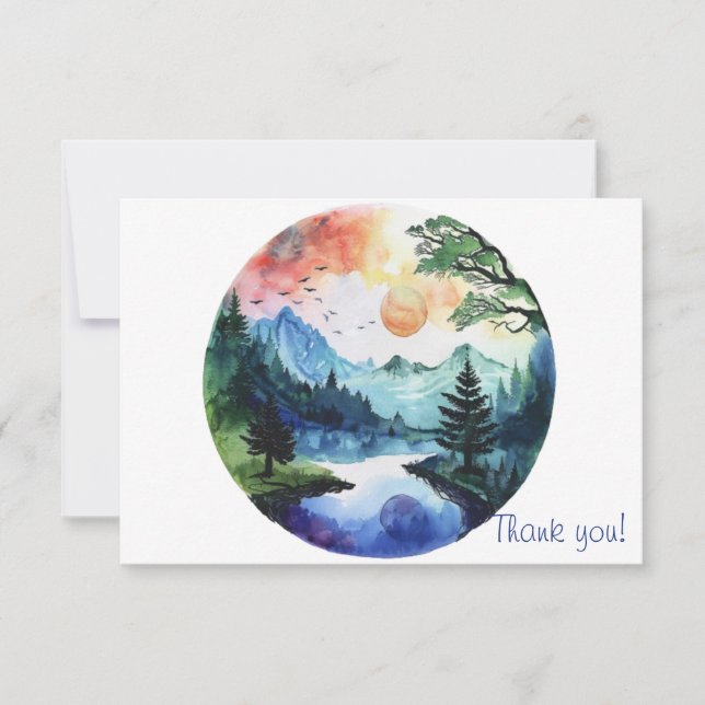 Nature Scene Watercolor Thank You Card (Front)