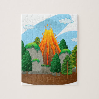 Nature scene with volcano eruption jigsaw puzzle