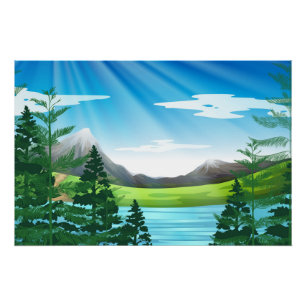 Nature Scenery Lake Pine Forest-45325 Poster
