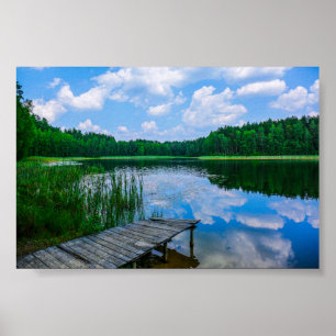 Nature Scenery Landscape Lake Pier Belarus Poster
