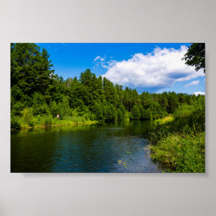 Nature Scenery Landscape Lake Trees Belarus Poster
