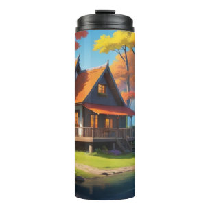 Nature Scenery with A Cottage Besides Lake-5656 Thermal Tumbler